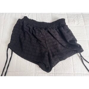 NO BOUNDARIES Black Crochet Lace Drawstring Beach Cover Up Shorts Womens‎ M